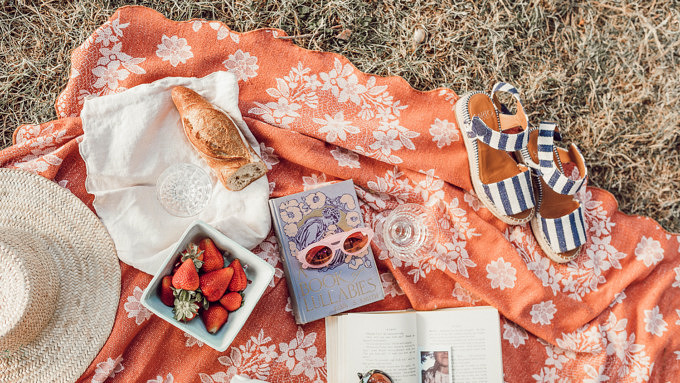 Picknick Decke Draußen lesen